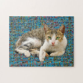 Niedliche Katze im abstrakten Hintergrund Puzzle