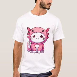 Niedliche Katze im Axolotl-Kostüm T-Shirt