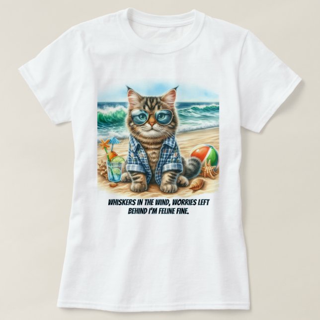 Niedliche Katze im Beach Cat Lovers T - Shirt (Design vorne)