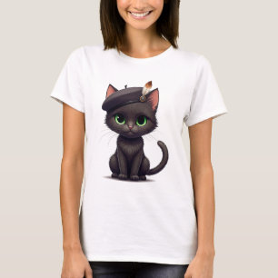 Niedliche Katze im Beret-T - Shirt