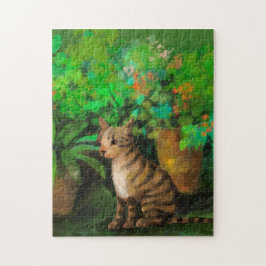 Niedliche Katze im Gartenpuzzle Puzzle