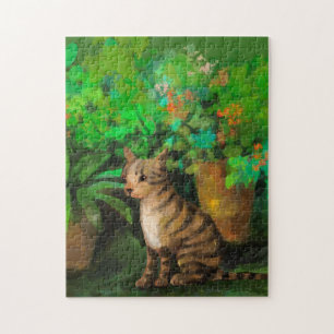 Niedliche Katze im Gartenpuzzle Puzzle