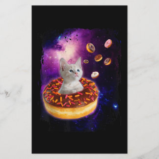 Niedliche Katze im Inneren Donut im Weltraum Liebh Briefpapier