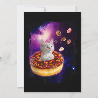 Niedliche Katze im Inneren Donut im Weltraum Liebh Einladung