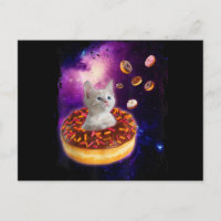 Niedliche Katze im Inneren Donut im Weltraum Liebh