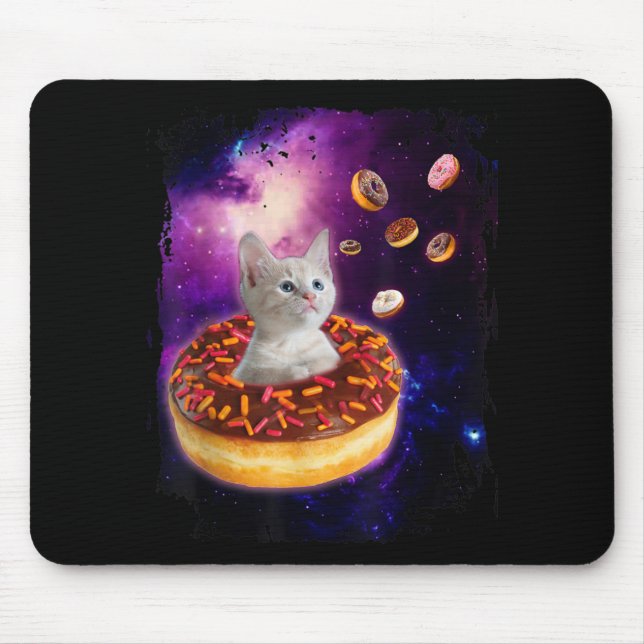 Niedliche Katze im Inneren Donut im Weltraum Liebh Mousepad (Vorne)