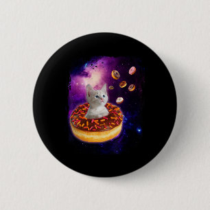 Niedliche Katze im Inneren Donut in Space Boys Gir Button
