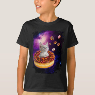 Niedliche Katze im Inneren Donut in Space Boys Gir T-Shirt