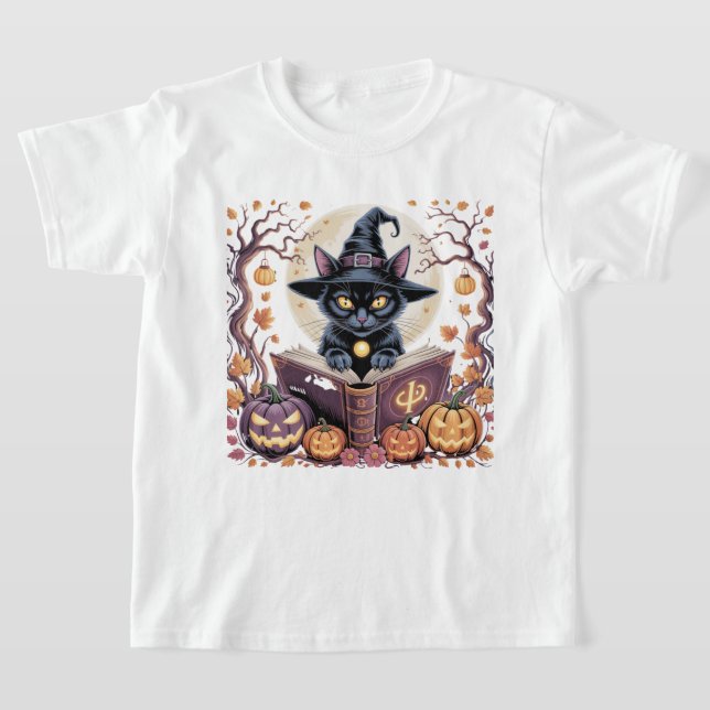 Niedliche Katze im Kürbisgarten Halloween T - Shir T-Shirt (Ablage )