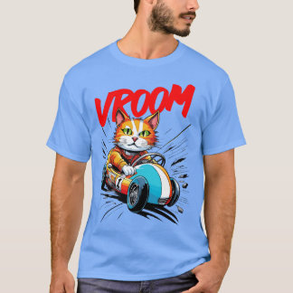niedliche Katze im Rennwagen T-Shirt