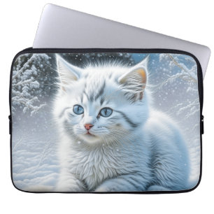 Niedliche Katze im Schnee Laptopschutzhülle
