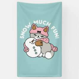 Niedliche Katze im Snow Gear mit Snowman Art Banner