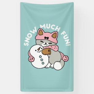 Niedliche Katze im Snow Gear mit Snowman Art Banner