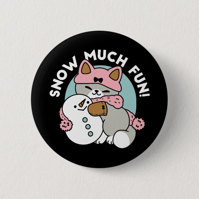 Niedliche Katze im Snow Gear mit Snowman Art Button (Vorderseite)