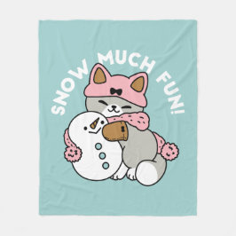 Niedliche Katze im Snow Gear mit Snowman Art Fleecedecke