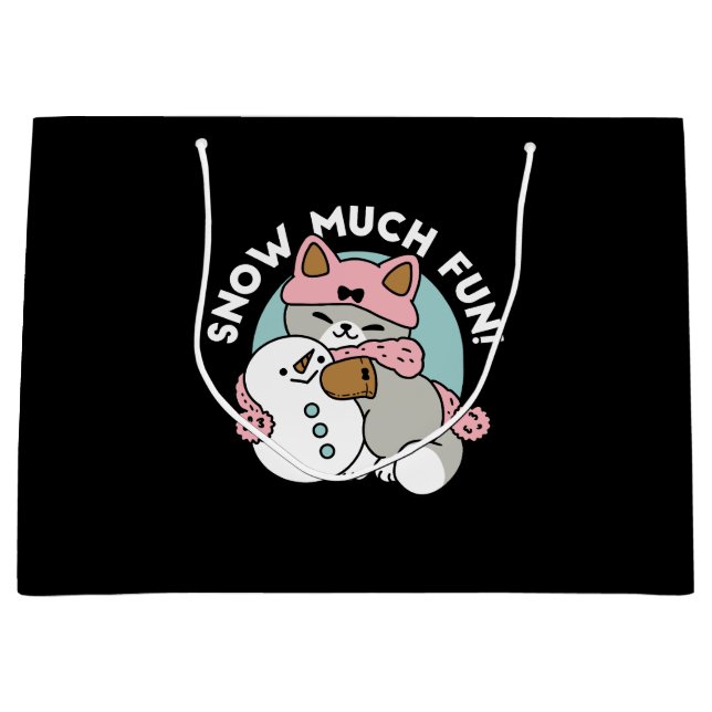 Niedliche Katze im Snow Gear mit Snowman Art Große Geschenktüte (Vorderseite)