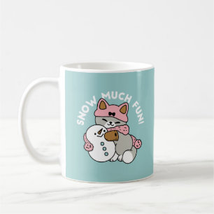 Niedliche Katze im Snow Gear mit Snowman Art Kaffeetasse