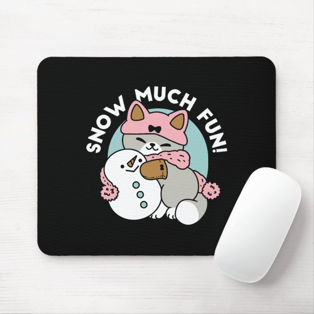 Niedliche Katze im Snow Gear mit Snowman Art Mousepad (Mit Mouse)