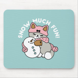 Niedliche Katze im Snow Gear mit Snowman Art Mousepad