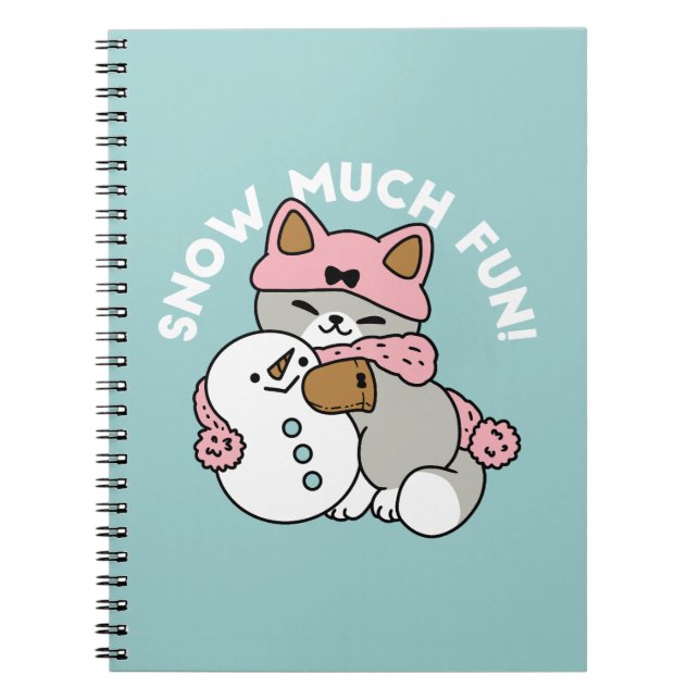 Niedliche Katze im Snow Gear mit Snowman Art Notizblock (Vorderseite)