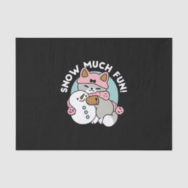 Niedliche Katze im Snow Gear mit Snowman Art Seidenpapier