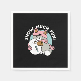 Niedliche Katze im Snow Gear mit Snowman Art Serviette