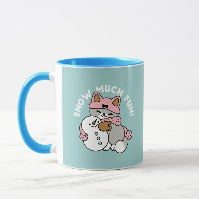 Niedliche Katze im Snow Gear mit Snowman Art Tasse (Links)