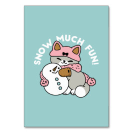 Niedliche Katze im Snow Gear mit Snowman Art Tischnummer