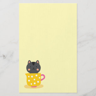 Niedliche Katze im Teacup-Cartoon auf Minze Briefpapier