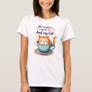 Niedliche Katze im Teacup Kawaii Gemütliche Kunst T-Shirt