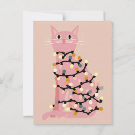 Niedliche Katze im Weihnachtslicht Weihnachten Postkarte