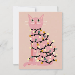 Niedliche Katze im Weihnachtslicht Weihnachten Postkarte