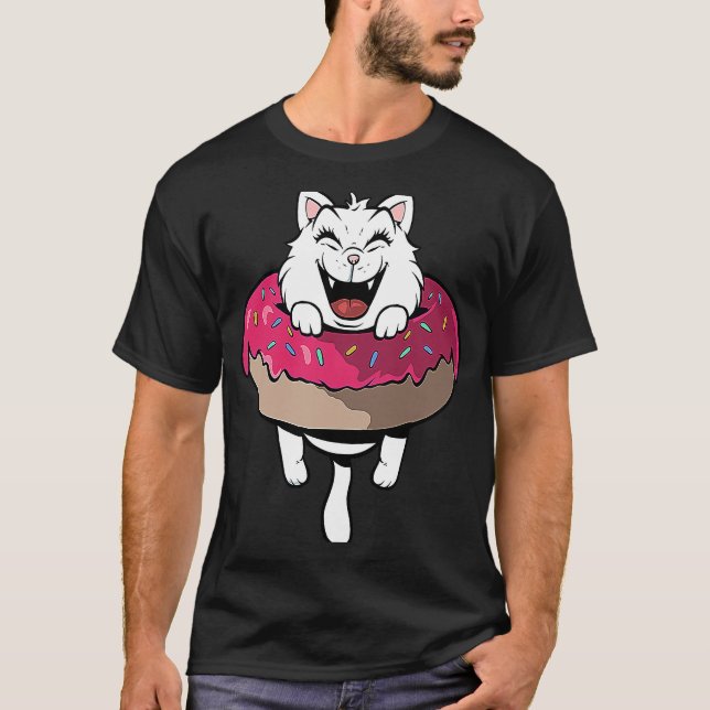 Niedliche Katze in Donut-Ringdonuts T-Shirt (Vorderseite)