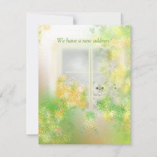 Niedliche Katze in einem Fenster Neue Adressflasch Mitteilungskarte