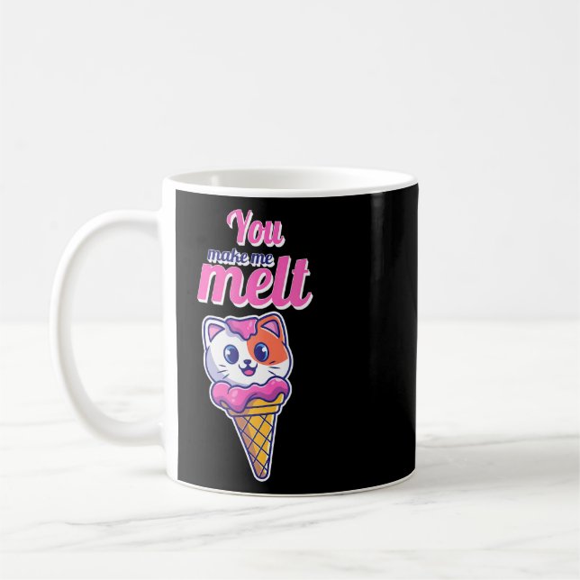 Niedliche Katze in einem Kon, aus dem ich eisgeküh Kaffeetasse (Links)