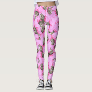 Niedliche Katze in einem rosa Caps-Muster zufällig Leggings