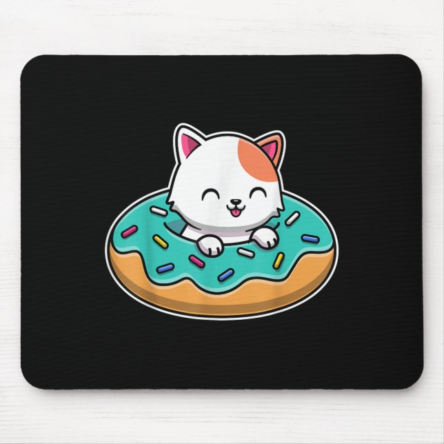 Niedliche Katze in einer Donut Funny Cat Lover Dou Mousepad (Vorne)