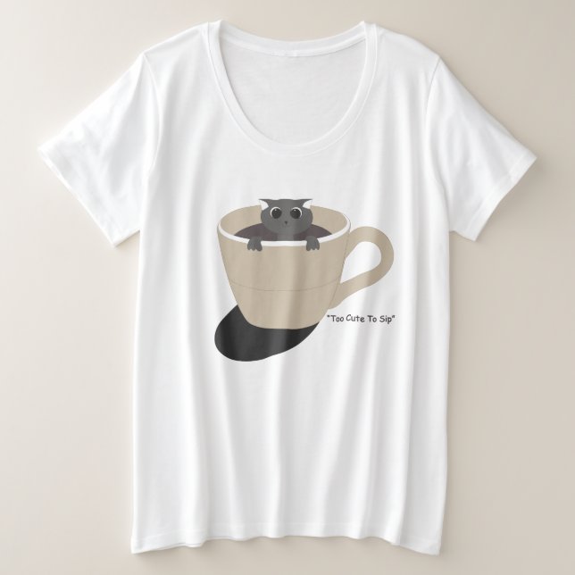 niedliche Katze in einer Tasse Große Größe T-Shirt (Design vorne)