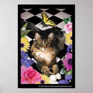Niedliche Katze in Fantasiegegartenposter Poster