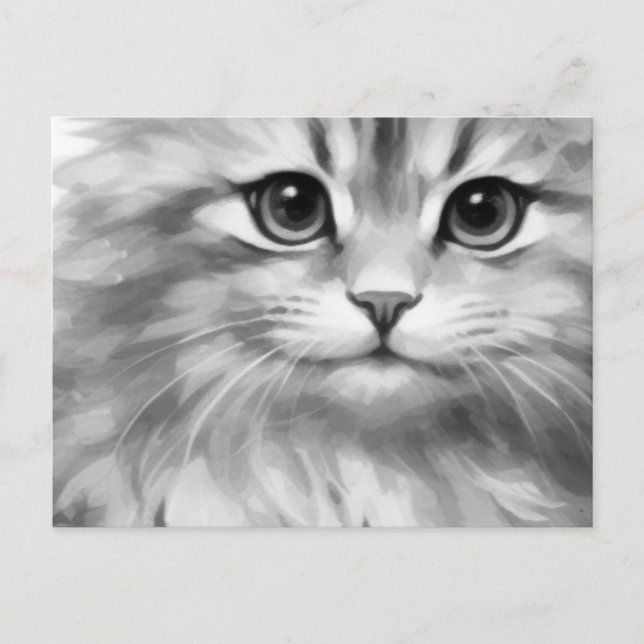 Niedliche Katze in Grautönen Postkarte (Vorderseite)