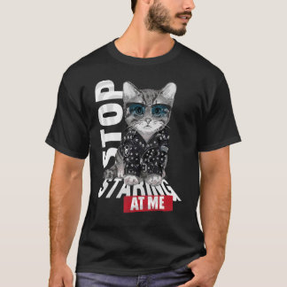 Niedliche Katze in Lederjacke für Katze 1 T-Shirt