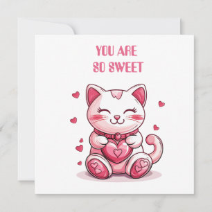 niedliche Katze in Liebe mit rosa Herz Feiertagskarte