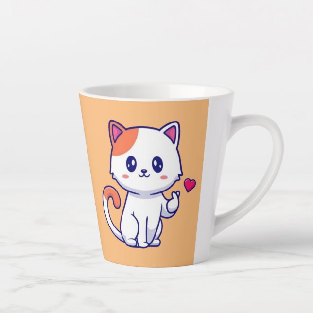 Niedliche Katze in Liebe signieren Hand-57577 Milchtasse (Rechts)