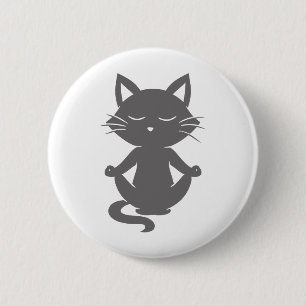Niedliche Katze in Meditation - Hintergrundfarbe a Button