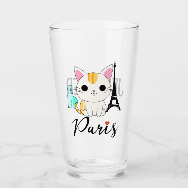 Niedliche Katze in Paris Glas (Vorderseite)