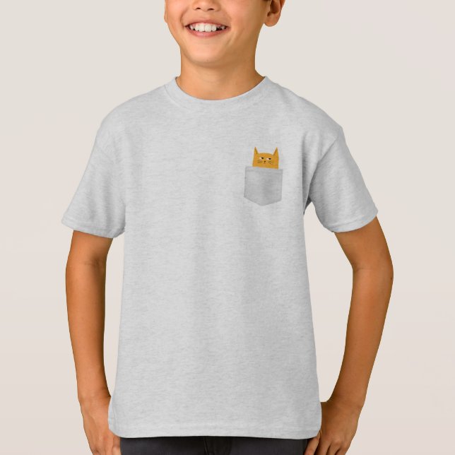 Niedliche Katze in Pocket, flüchtige Blick a boo,  T-Shirt (Vorderseite)