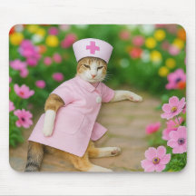 Niedliche Katze in rosa nurse Uniform Mousepad