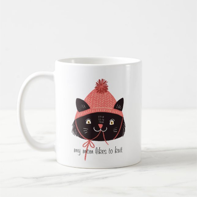 Niedliche Katze in Strick Hat-Tasse Kaffeetasse (Links)