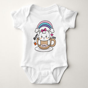 Niedliche Katze in Tasse Baby Strampler