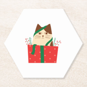 Niedliche Katze in Weihnachtshut Untersetzer